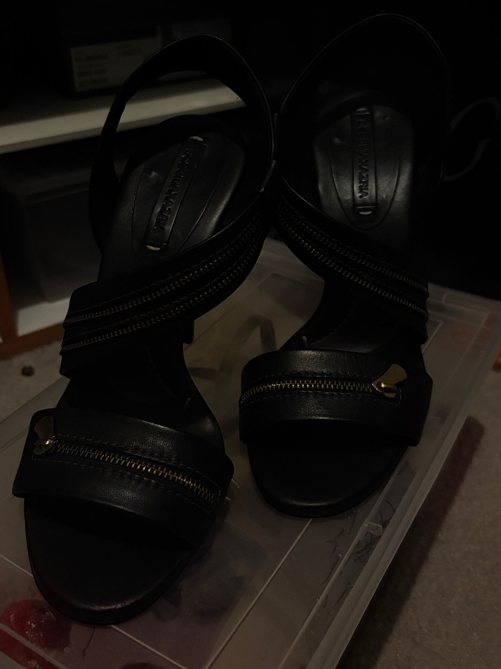 BCBG Black Women's Zipper Strap Sandals